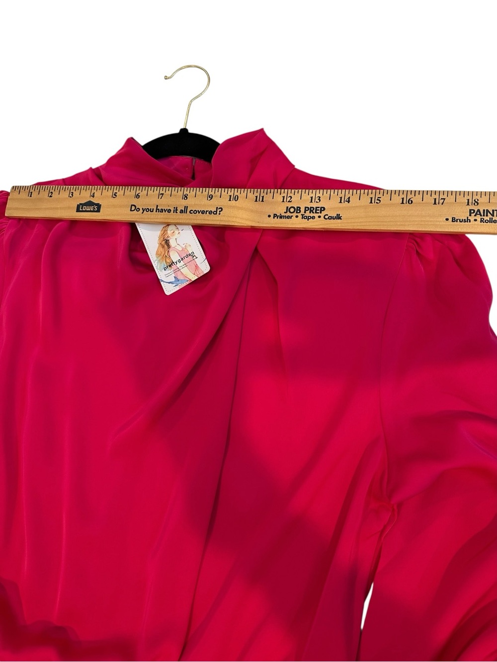 Fuchsia Satin Long-Sleeve Jumpsuit with Draped Neck - Picture 8 of 16